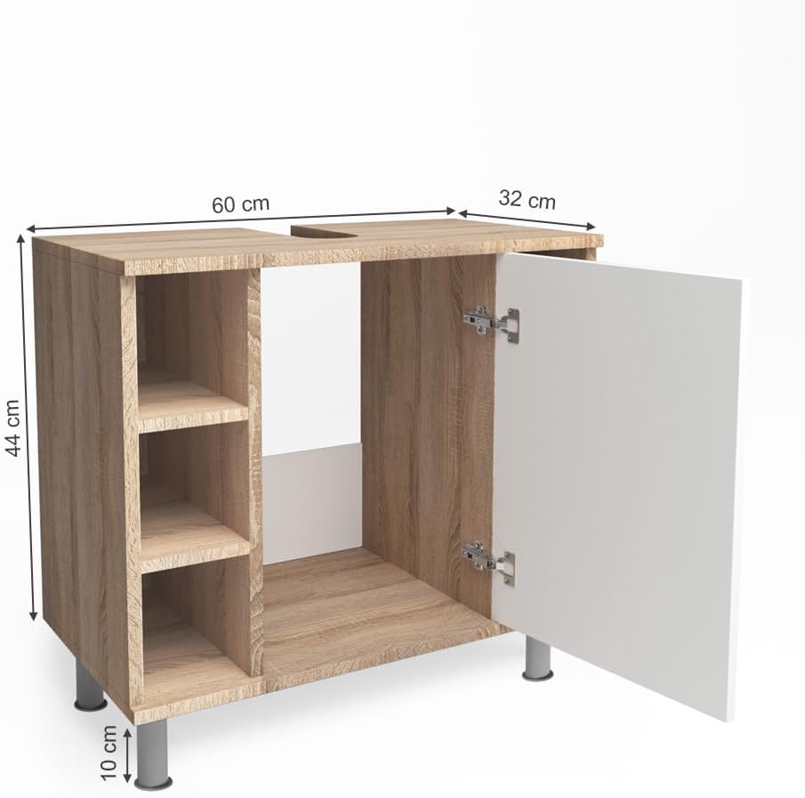 Vicco Fynn Vanity Unit Bathroom Cabinet Vanity Unit Bathroom Furniture (Sonoma/White)