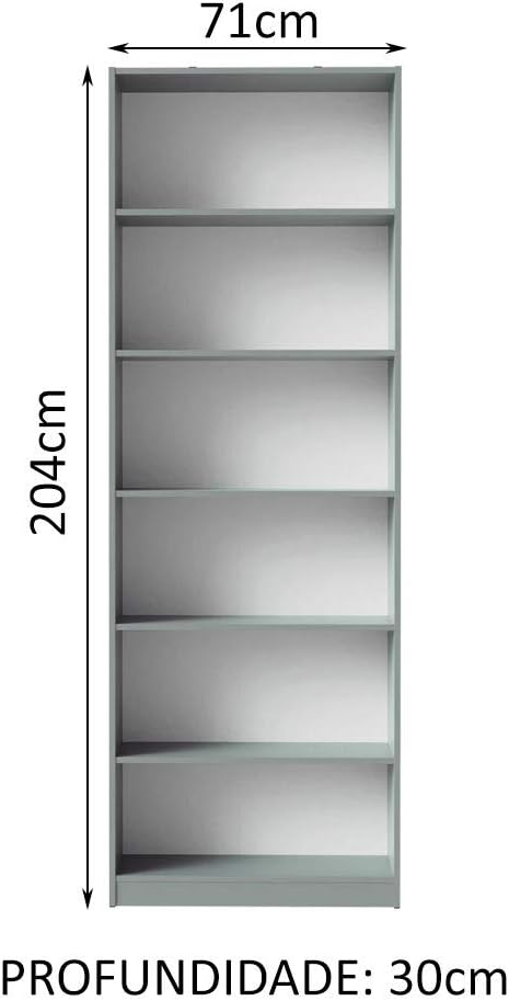 MADESA 6 Shelf Bookcase for Storage and Display, Wood, 71 W x 204 H x 30 D Cm - Grey