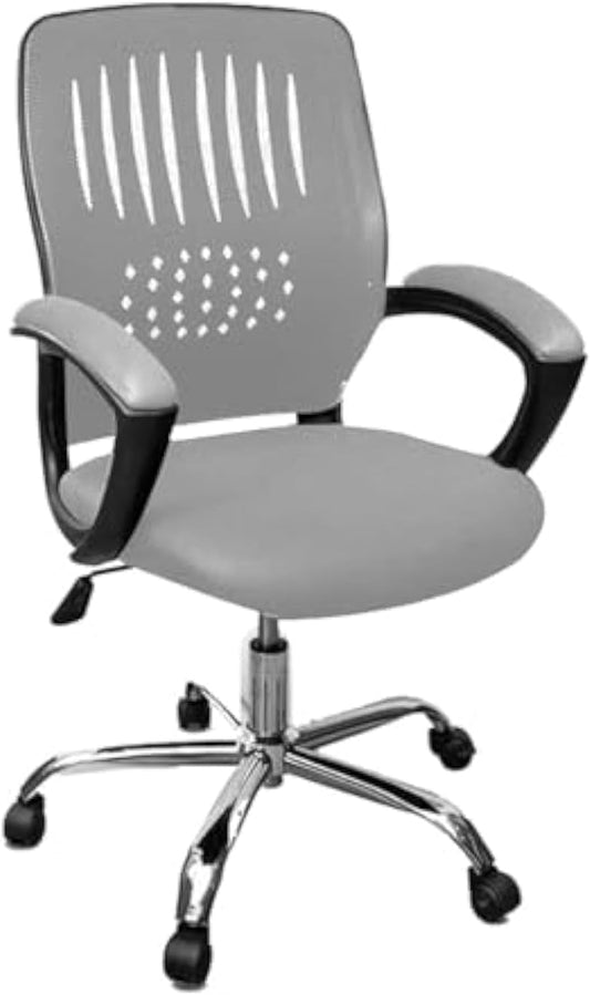 Premium Swivel Office Chair with Adjustable Headrest and Mesh Back and Strong Metal Star - Market Misr (Grey, Medium Chair)