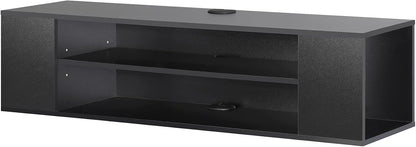 Fitueyes floating tv unit cabinet, wall mounted tv shelf with 4 storages for living room, entertainment center