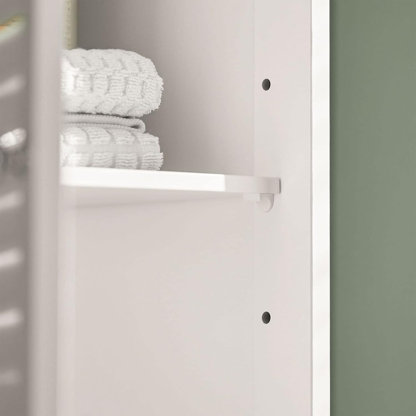 SoBuy FRG236-W,Tall Bathroom Cabinet,Storage Unit with 2 Shutter Doors and 1 Drawer, H170cm