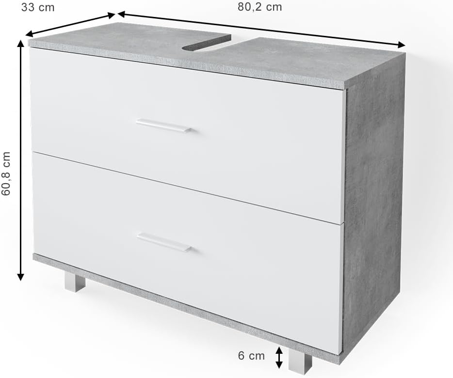 Vicco Ilias Vanity Unit Concrete/White 80 x 60.8 cm