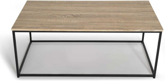 IDMarket - Detroit Rectangular Coffee Table 113 cm Industrial Design Wood and Metal