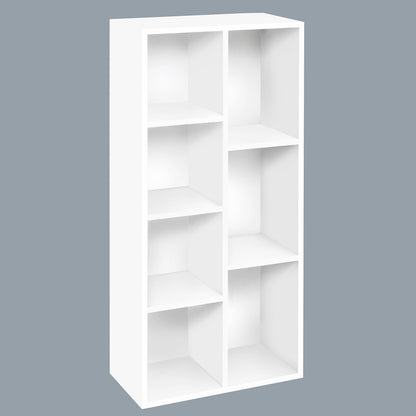 ABOUT SPACE Book Shelf 7 Cubes Engineered Wood DIY Multipurpose Book Stand for Home Office Study Room Open Storage Organizer Showcase for Bedroom, Living Room (White - L 49.5 x B 24 x H 110 cm)