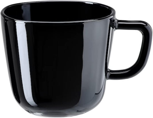 IKEA Little Loved Corner BACKIG Glass Coffee Mug, Black - 370 ml