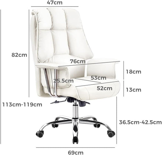 MARQUERO GROUP Premium Leather Heavy Duty Metal Office Chair (Med)