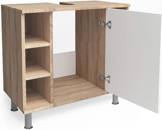 Vicco Fynn Vanity Unit Bathroom Cabinet Vanity Unit Bathroom Furniture (Sonoma/White)