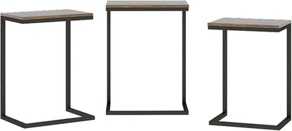 AnneFish Nesting Tables Set of 3, C type coffee table set, Modern Stacking Side Tables, End table with Steel Metal Legs for living room