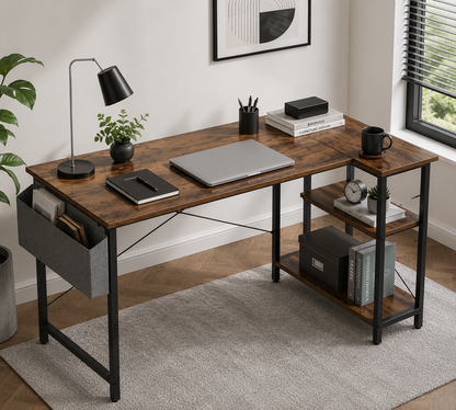Modern L-Shaped Computer Desk with Storage