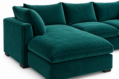 Modern Teal L-Shaped Sectional Sofa with Chaise