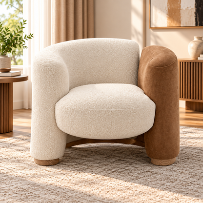 Modern Curved Upholstered 3-Seater Sofa