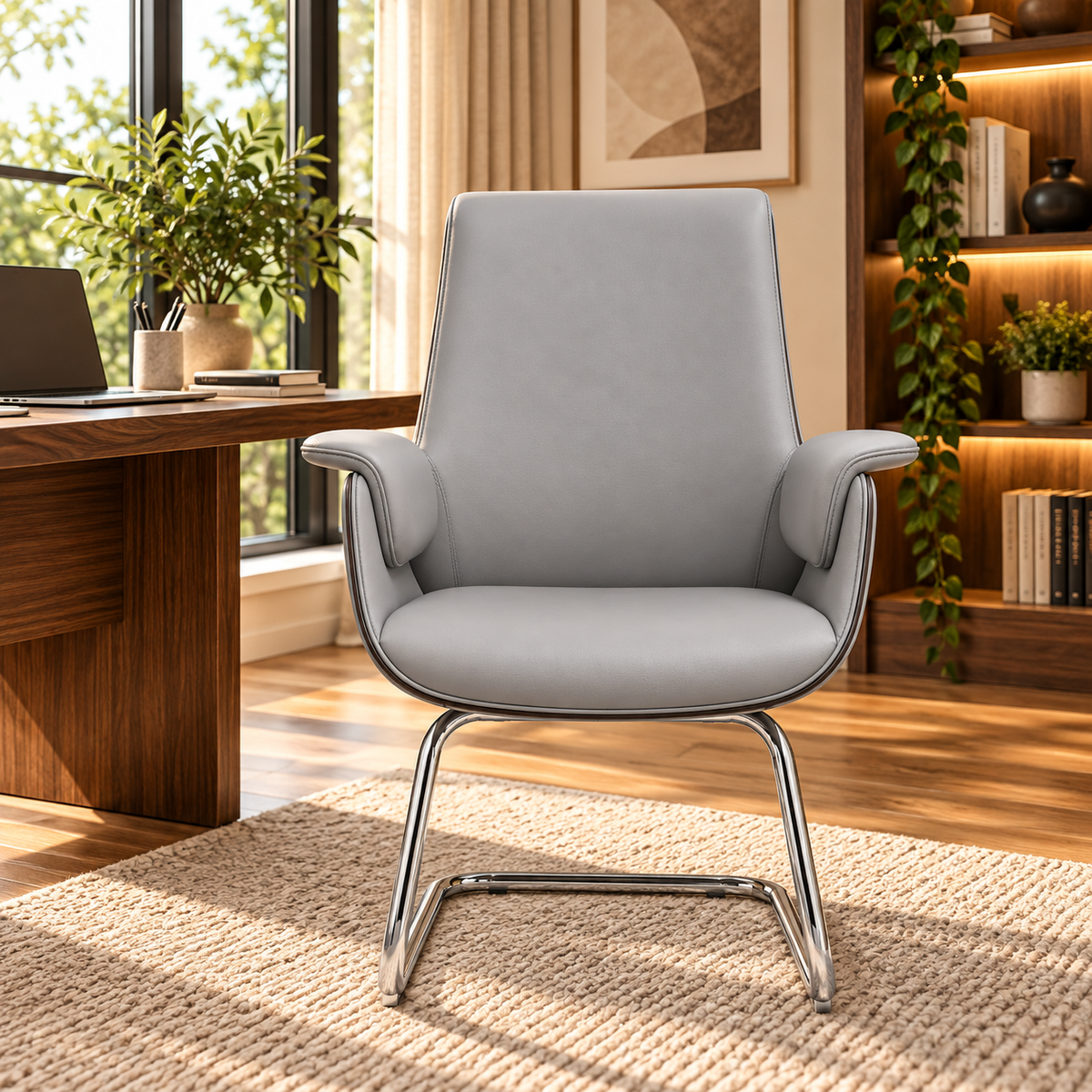 Modern High-Back Conference Chair with Padded Armrests