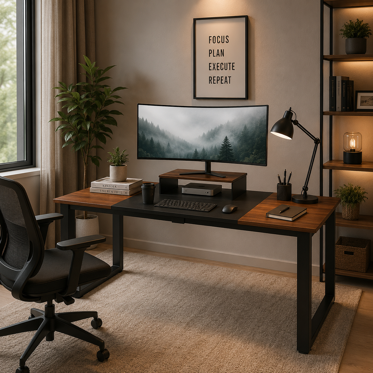 Computer Desk 55" with Splice Board Study Writing Table for Home Office, Modern Simple Style PC Desk