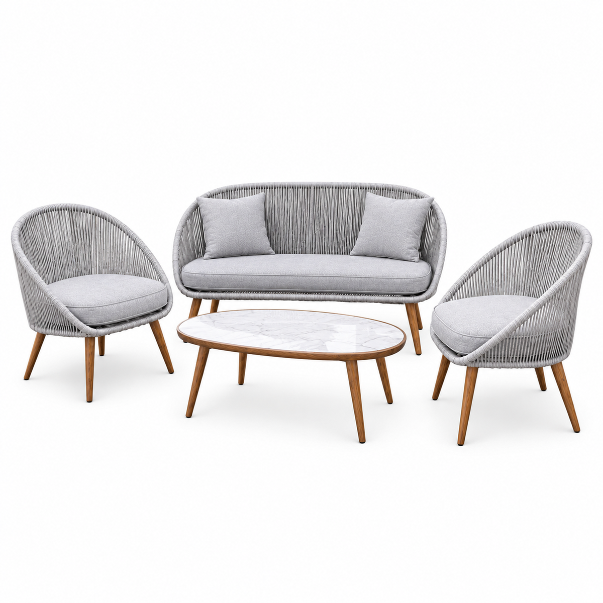 Modern Outdoor Woven Patio Sofa & Armchair Lounge Set