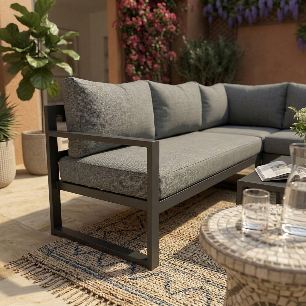 Modern Outdoor L-Shaped Patio Sofa Set with Coffee Table