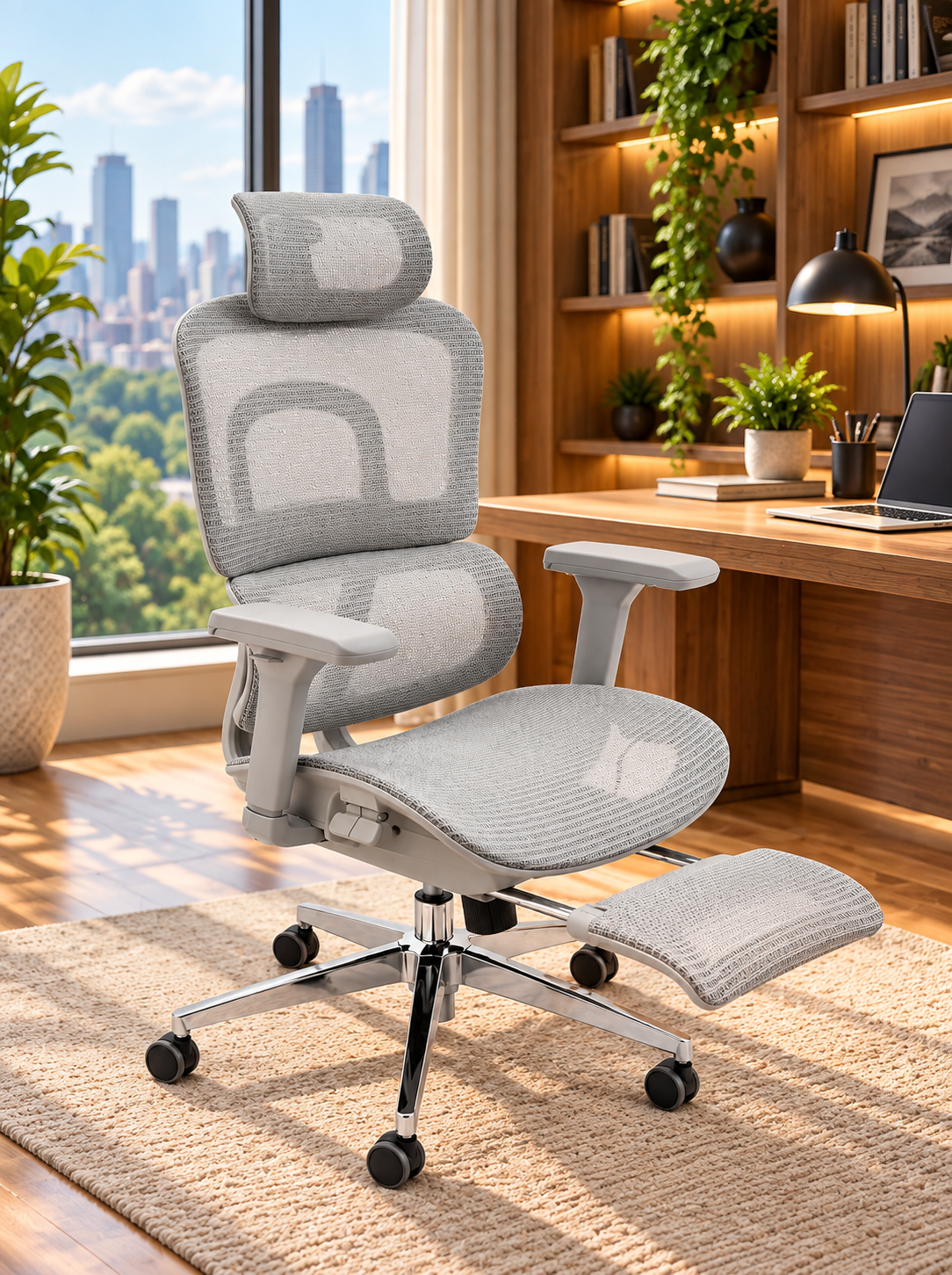 Modern Ergonomic Mesh Office Chair with Footrest