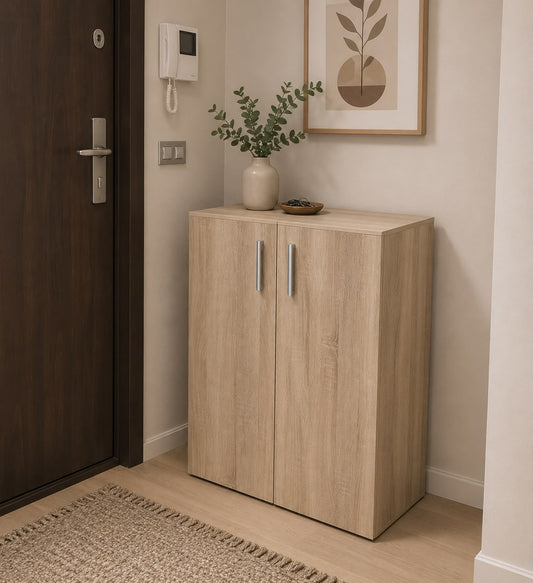 2 compartments bookshelf with doors wooden storage rack modern shelving