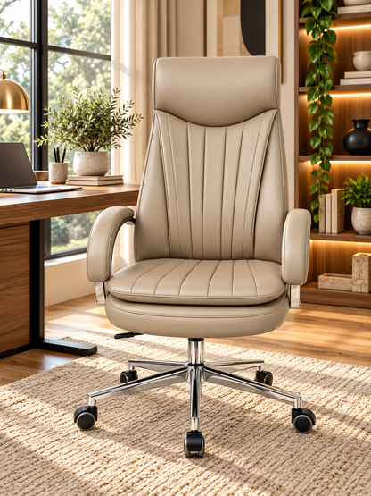 Contemporary High-Back Executive Office Chair with Padded Headrest