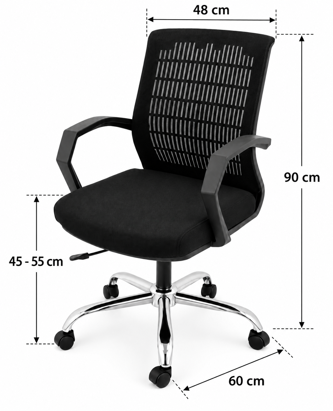 Professional Black Mesh Task Chair with Adjustable Height