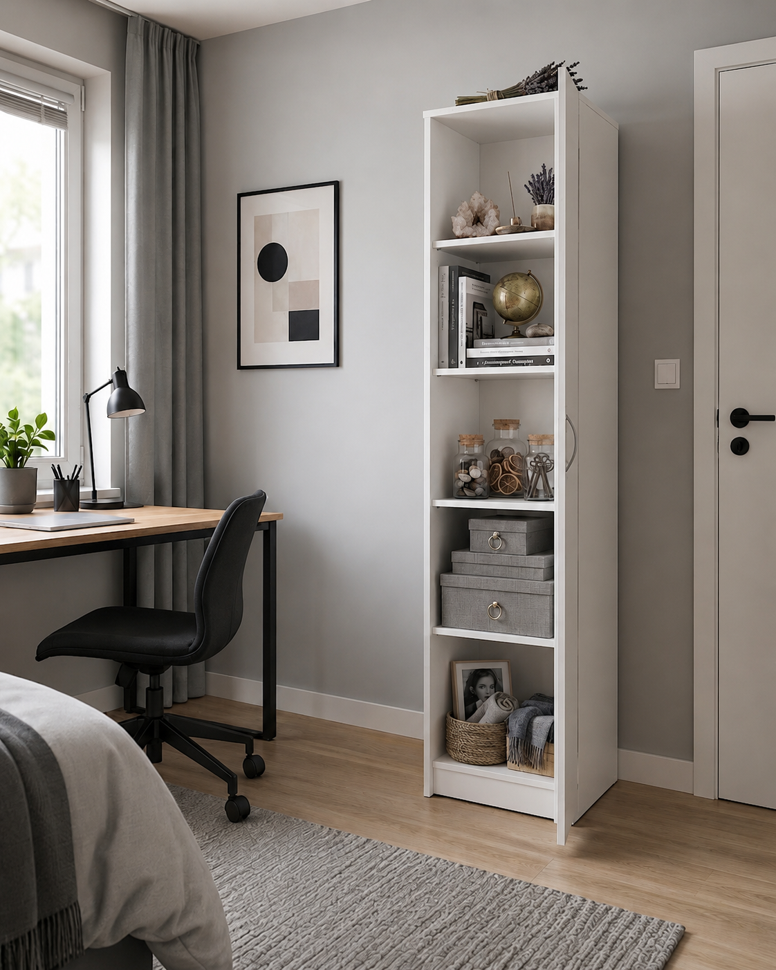 Tall Storage Cabinet with Adjustable Shelves – Freestanding Pantry & Utility Organizer, White