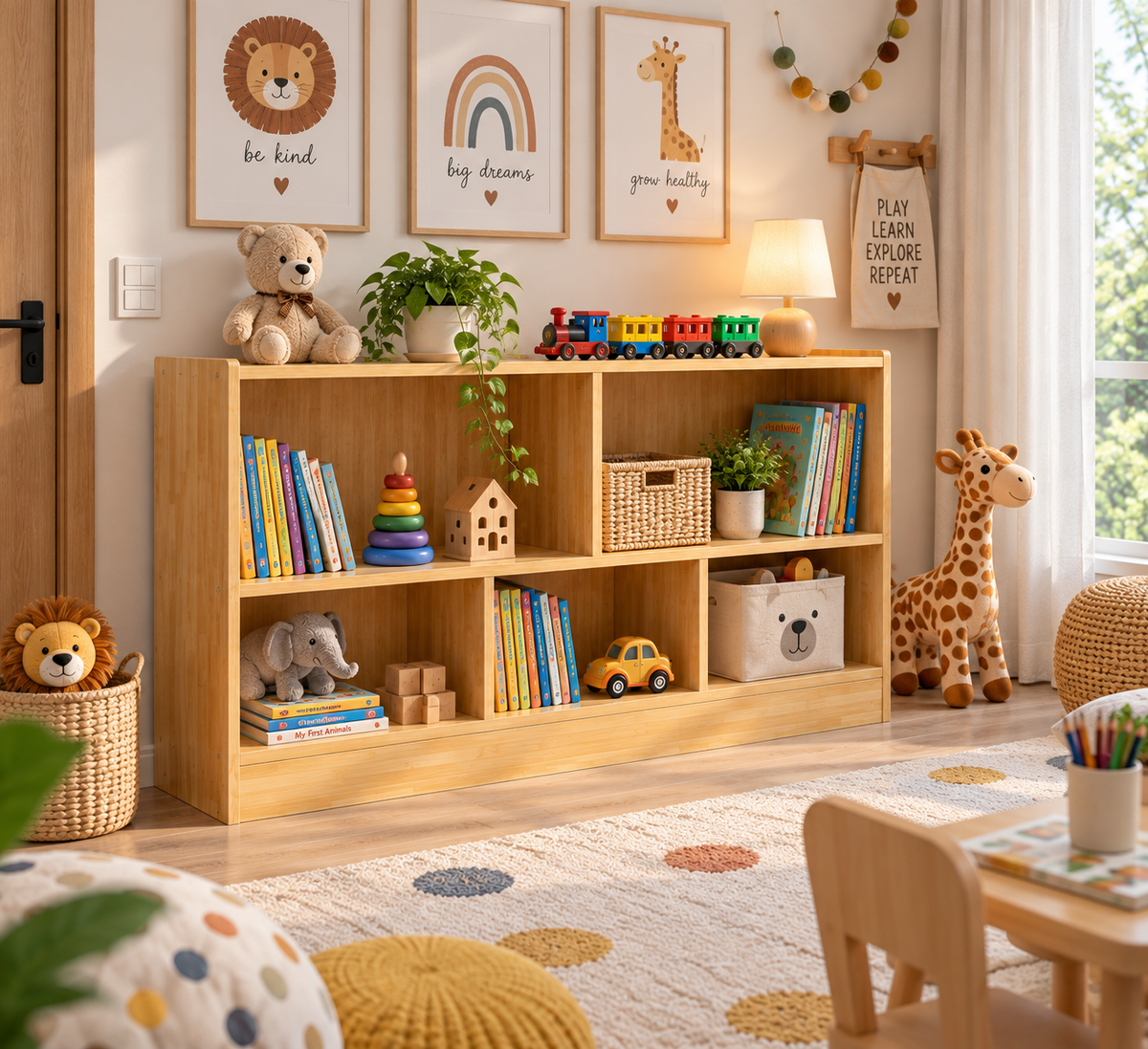 costway-wooden-cube-bookcase-2-tier-open-storage-shelving-unit-with-5-compartments-freestanding-display-bookshelf-for-living-room-kids-playroom-and-study-wooden
