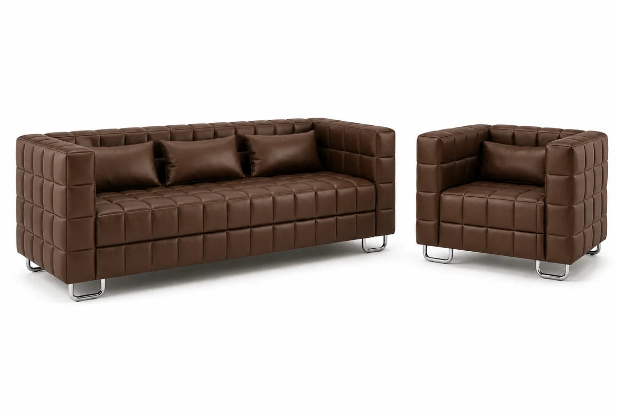 Modern Tufted 3-Seater Sofa and Armchair Set