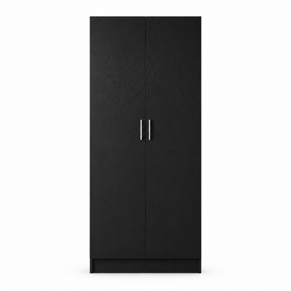 Modern Black 2-Door Storage Wardrobe