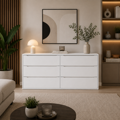 Modern 6-Drawer Wide Dresser