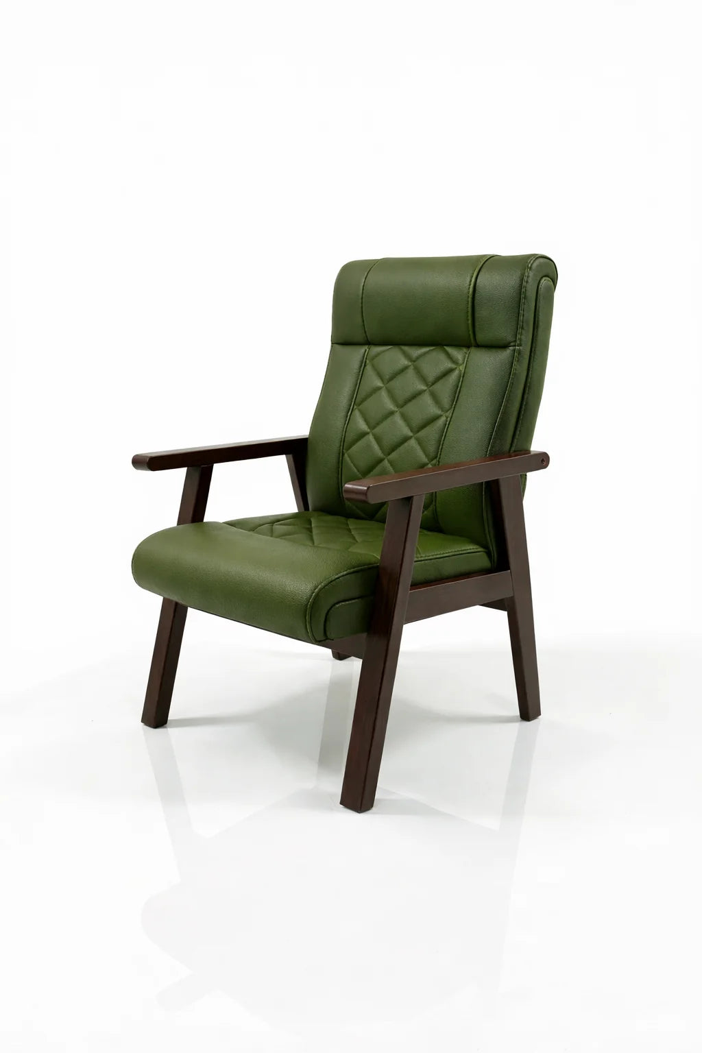 Modern Leather Armchair with Wooden Frame