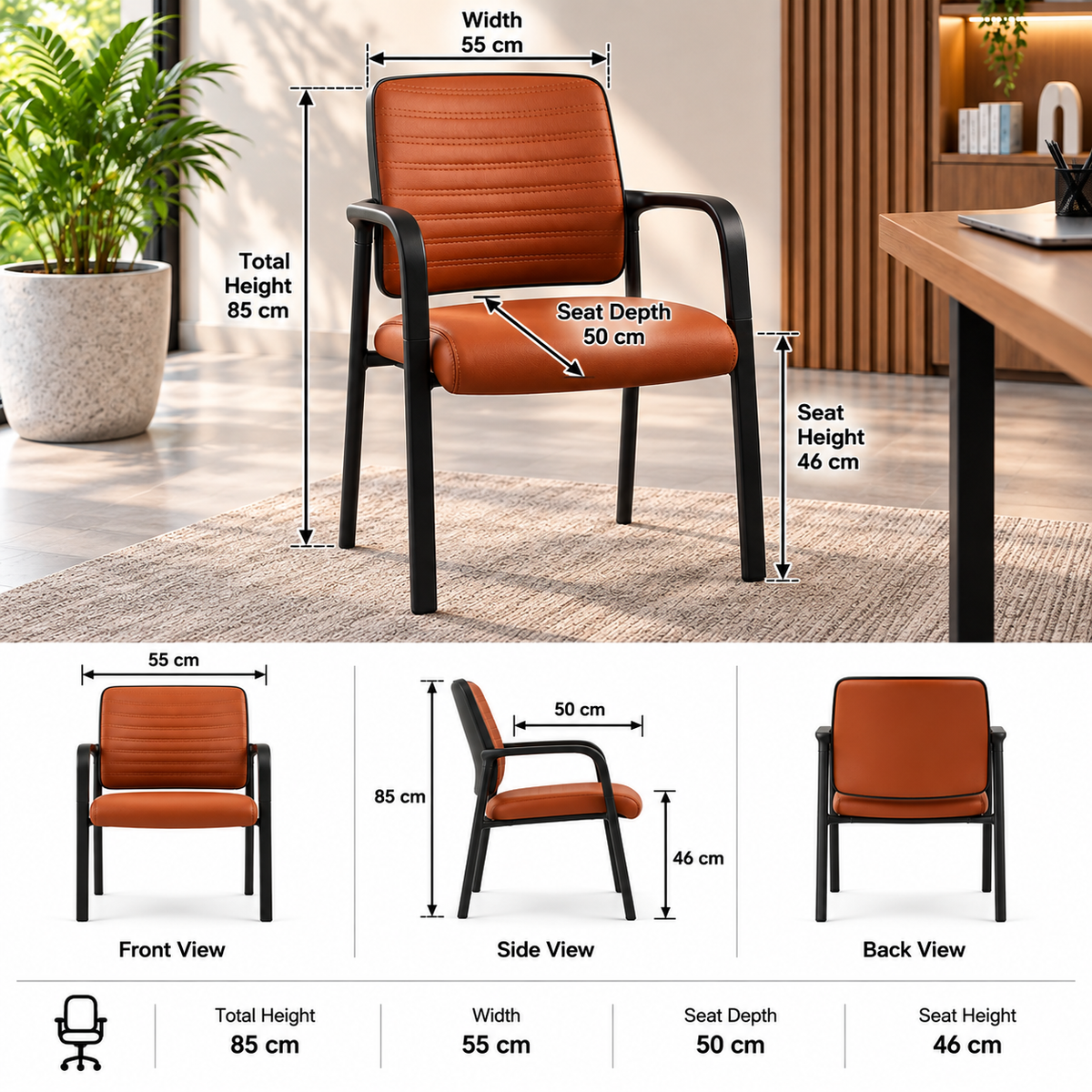 Modern Padded Guest Chair with Armrests