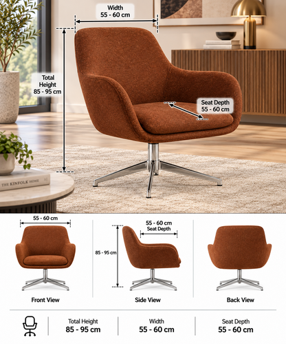 Modern Curved Accent Lounge Chair with Swivel Base