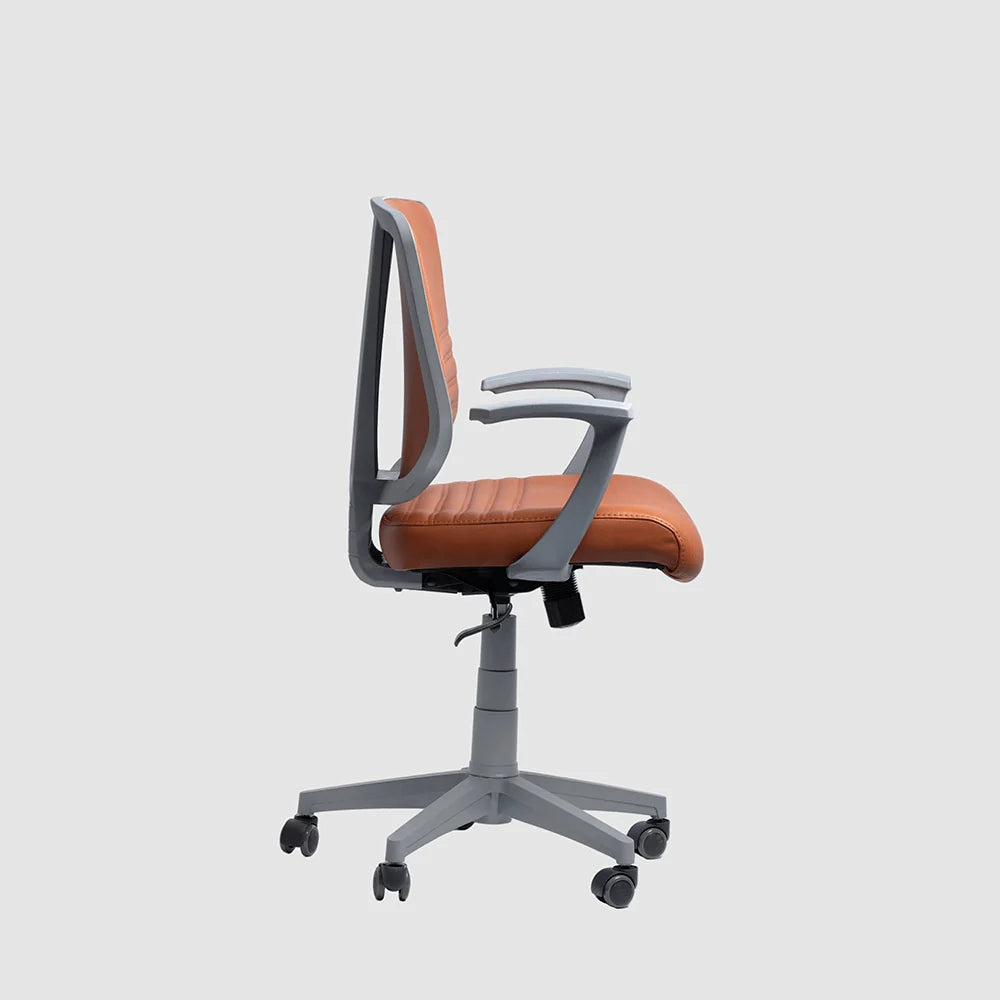 Modern Leather-Look Office Chair with Armrests