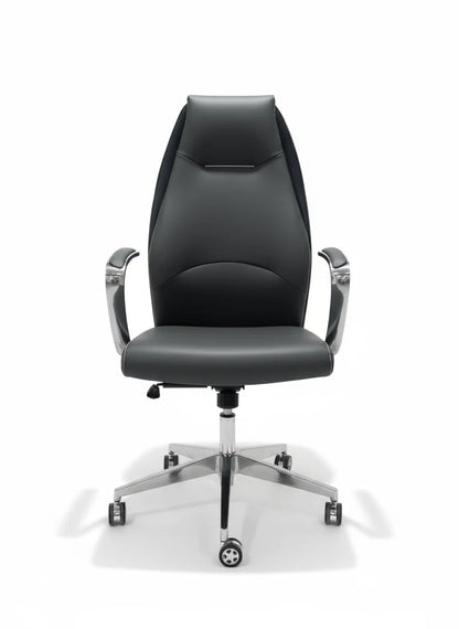 Modern Executive High-Back Office Chair with Padded Seat & Chrome Armrests