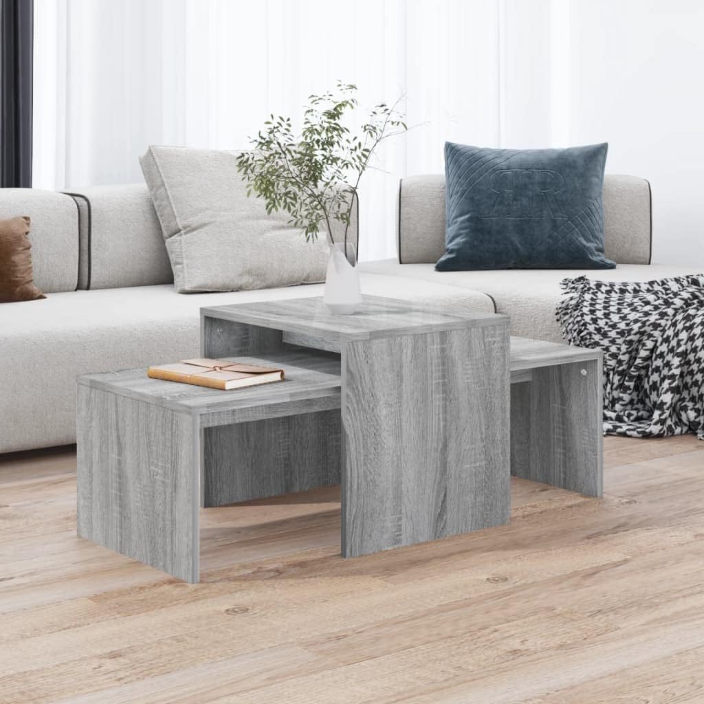 vidaXL Coffee Table Set Living Room Furniture Sofa Side Couch Centre Accent End Tea Telephone Modern Coffee Table Grey Sonoma Engineered Wood