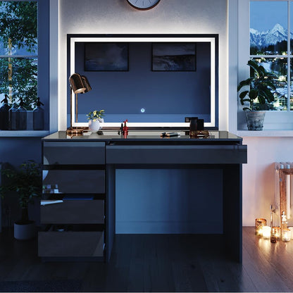 Vicco Sherry Dressing Table Black 120cm with LED Mirror