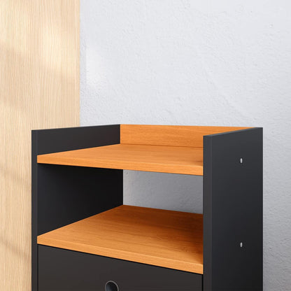 Lojas RPM Bedside Table Bedroom Dream 2 Drawers with Feet Retro Style - Black/Cinamomo