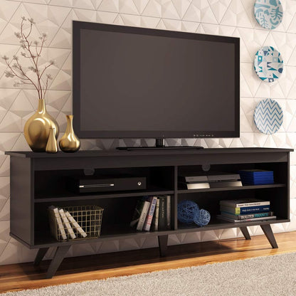 MADESA Modern Entertainment Center, TV Unit, Console Table, TV Stand for TVs up to 65 Inches, with Wire Management and Storage Shelves (Black)