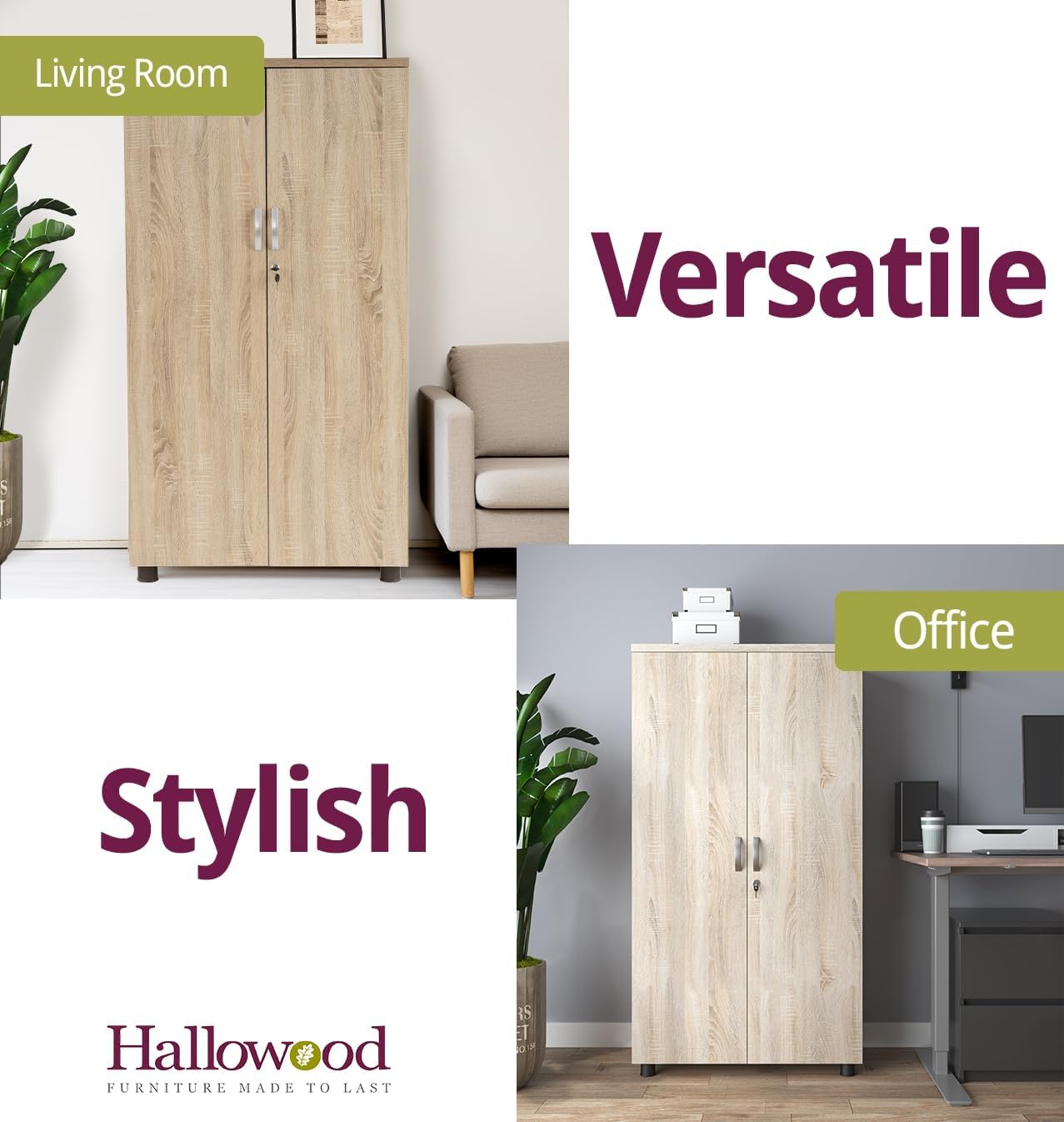 Hallowood Furniture Dudley Large Office Cupboard with Laminated Finish, Wooden Cupboard with Shelves, Lockable Cabinet, Book Case, Office & Filing Cabinet, Book Storage