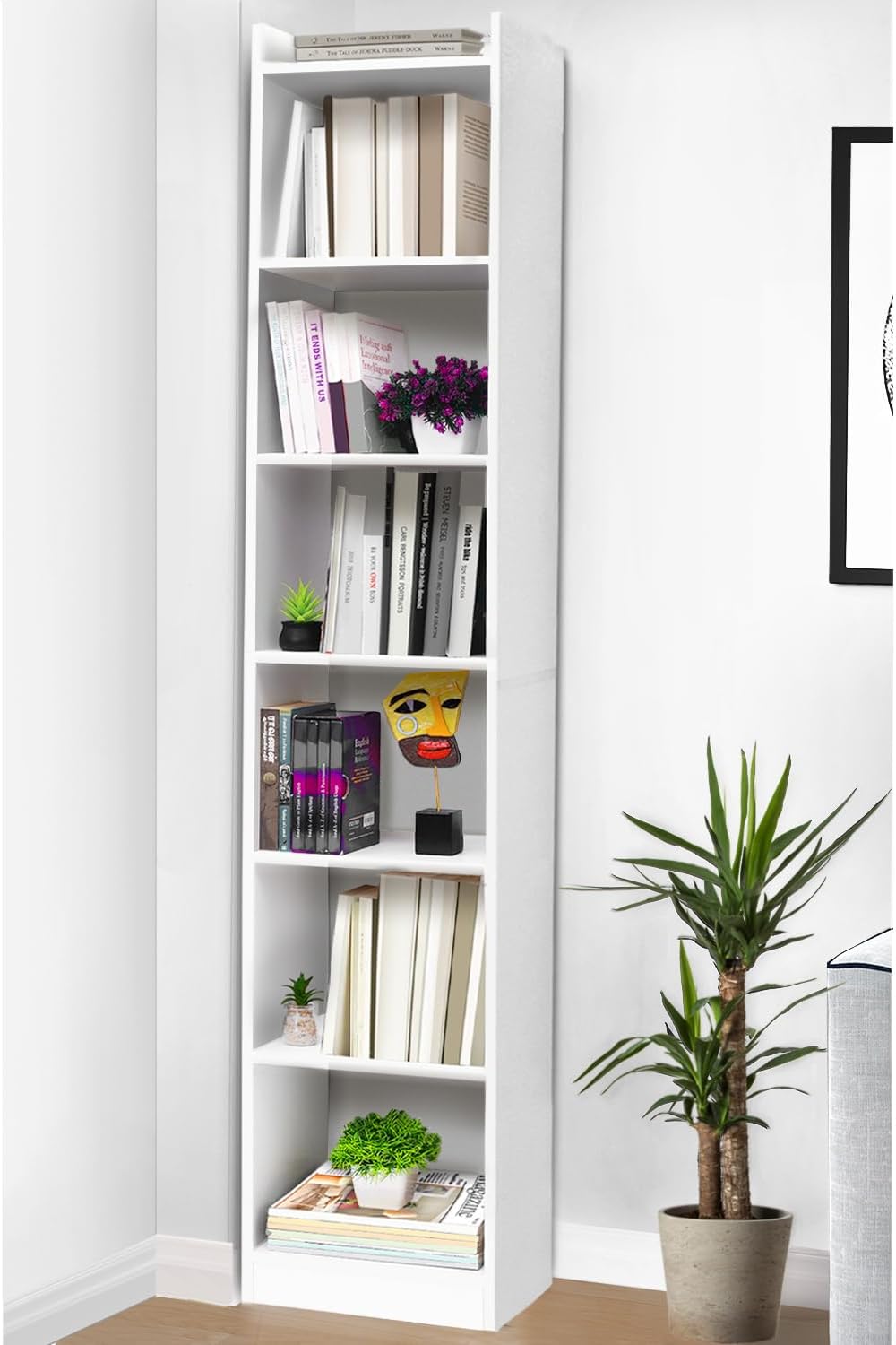 ABOUT SPACE Book Shelf for Home - 6 Tier Cube Book Shelves, Engineered Wood Book Rack for Study Room, Book Organizer Stand for Library, Bedroom, Living Room, Office (L 33 x B 24 x H 178.5cm -Walnut)