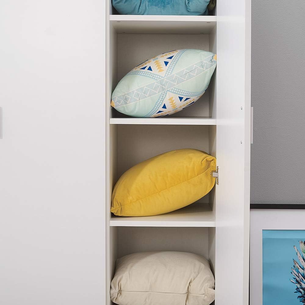 Wooden 3 Doors Wardrobes with Hanging Rail and Storage Shelves Modern Large Clothes Cupboards Unit for Bedroom Furniture