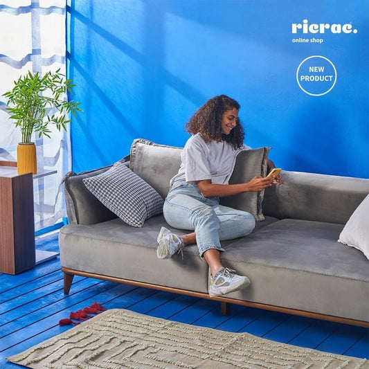 RicRac Zan Wood Rakloof Sofa Bed, 200 cm x 100 cm Size, Koy Gray