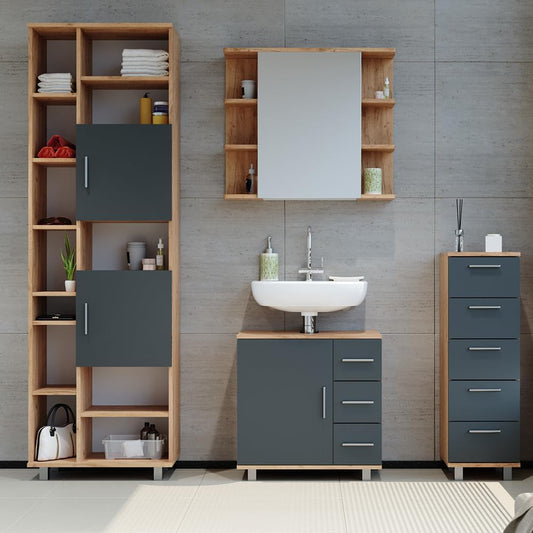Vicco Ilias Vanity Unit 60 x 60.8 cm Oak/Anthracite