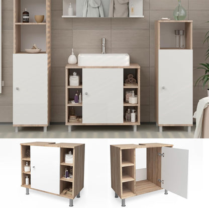 Vicco Fynn Vanity Unit Bathroom Cabinet Vanity Unit Bathroom Furniture (Sonoma/White)