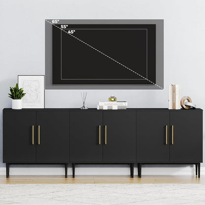 Vrullu Modern, Free Standing Cabinet, Black Sideboard and Buffet Storage with Doors, Wood Accent Cabinet for Living Room, Hallway, Entryway, Dining Room, Bedroom (1, Black)