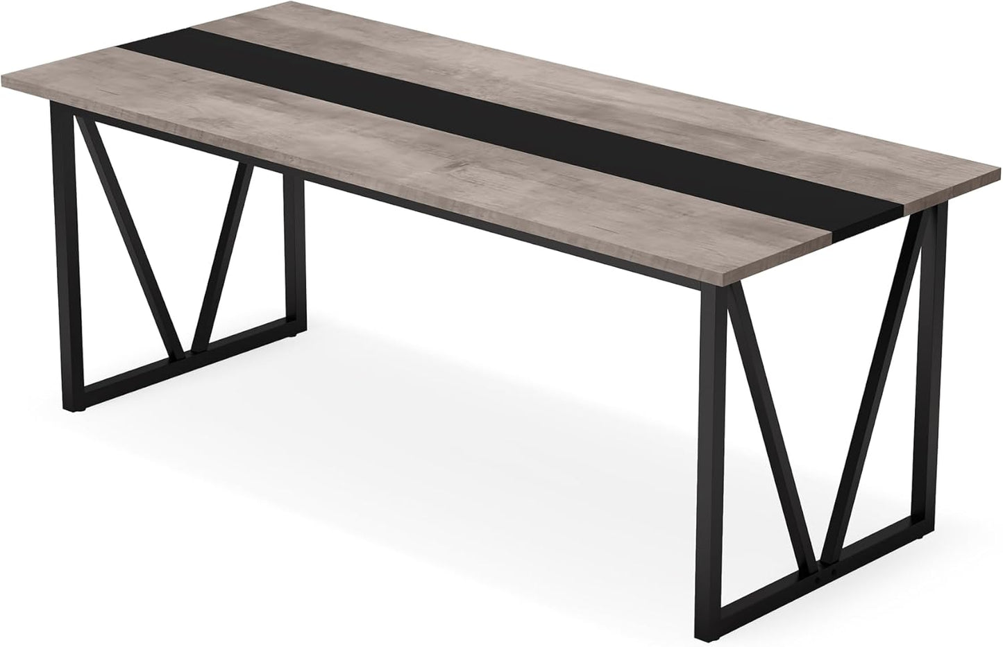 Tribesigns 6FT Conference Table, 70.8W x 31.5D inch Meeting Seminar Table for Office Conference Room, Modern Rectangular Training Table Boardroom Desk with Metal Frame (Grey)
