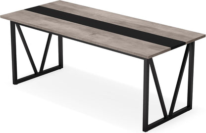 Tribesigns 6FT Conference Table, 70.8W x 31.5D inch Meeting Seminar Table for Office Conference Room, Modern Rectangular Training Table Boardroom Desk with Metal Frame (Grey)