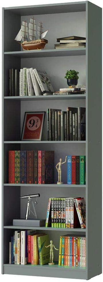 MADESA 6 Shelf Bookcase for Storage and Display, Wood, 71 W x 204 H x 30 D Cm - Grey