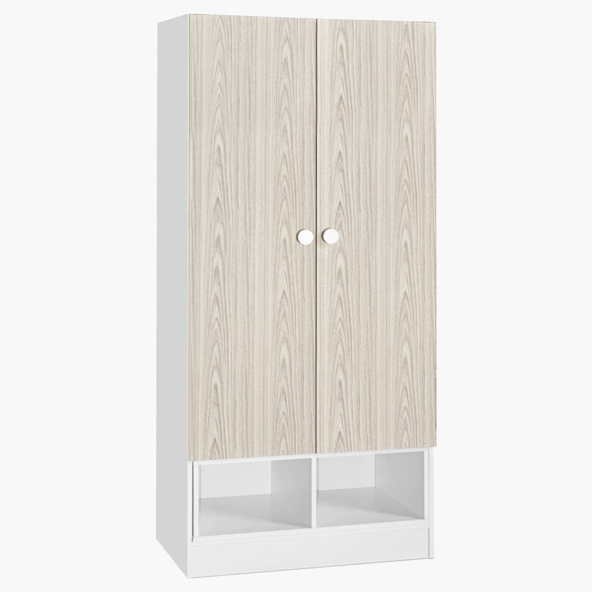 Home Box Vanilla 2-Door Wardrobe, Oak/White - W80 x D40 x H180 cm