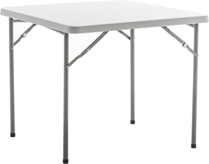 BTEXPERT White 34" Square Granite Plastic Folding Table Portable for Card Board Games Nights Gatherings Party Home Indoor Outdoor Lightweight, One