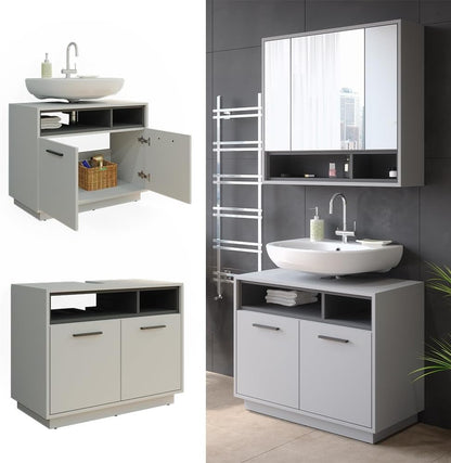 Vicco Beatrice Vanity Unit Modern 80 x 64 cm Bathroom Cabinet Bathroom Cabinet Bathroom Furniture Cupboard Door Cupboard Compartment (Grey-Anthracite)
